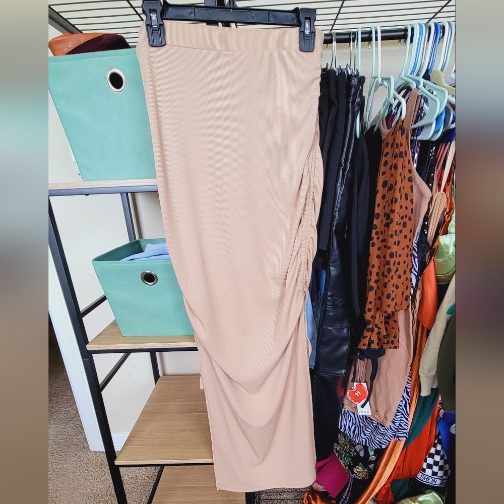 SHEIN SXY Ruched Tie Split Thigh Skirt
